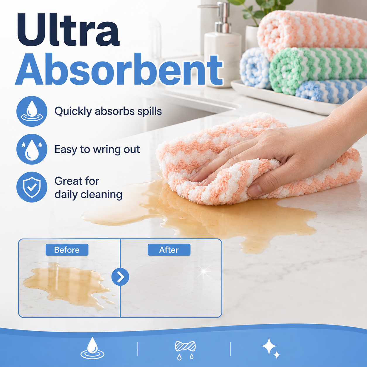 💦Powerful Cleaning Towel ✅Wipes Away Grease, Dirt & Spills in Seconds