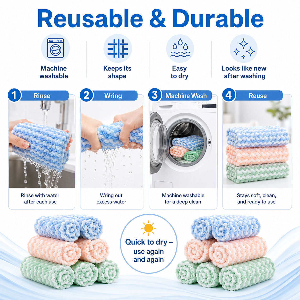 💦Powerful Cleaning Towel ✅Wipes Away Grease, Dirt & Spills in Seconds