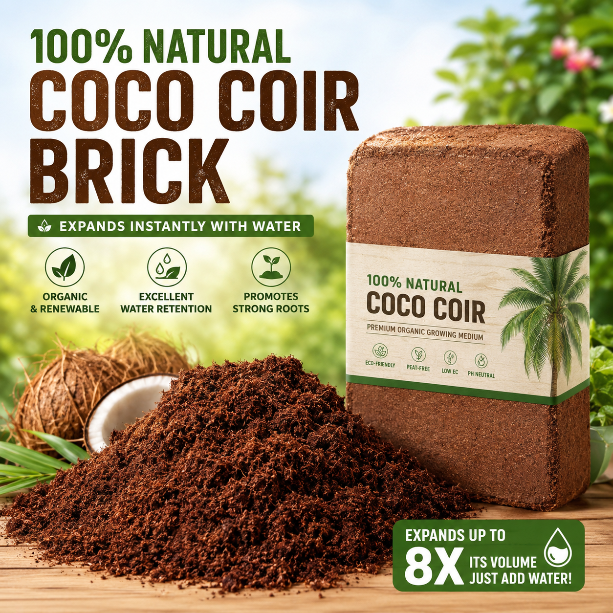 🥥🌿100% Natural Organic Coco Coir Brick