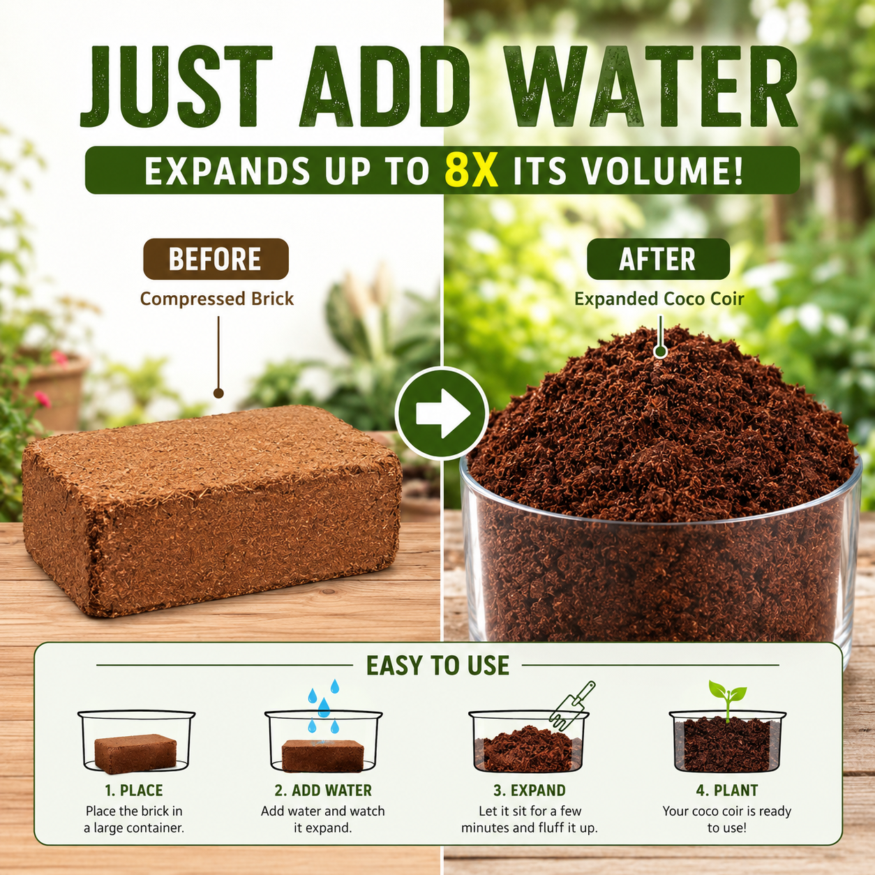 🥥🌿100% Natural Organic Coco Coir Brick