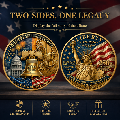 🔔1776–2026 Liberty Commemorative Coin – 🦅Celebrating 250 Years of American Independence