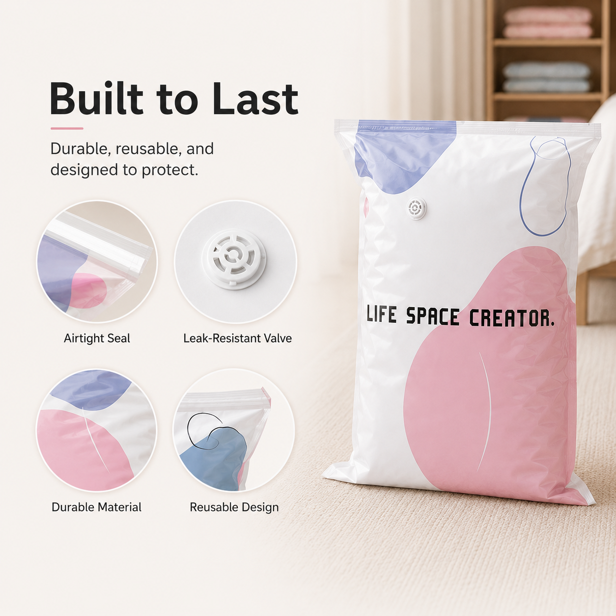 🥇No-Pump 3D Vacuum Storage Bags