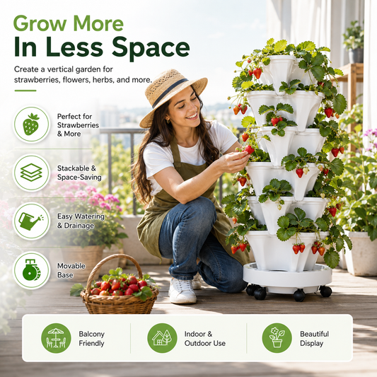 🌺Stackable Vertical Planter Tower with Rolling Base