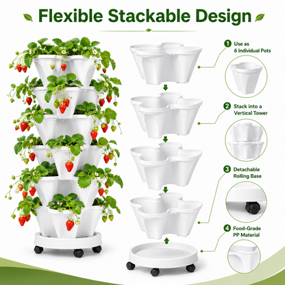 🌺Stackable Vertical Planter Tower with Rolling Base