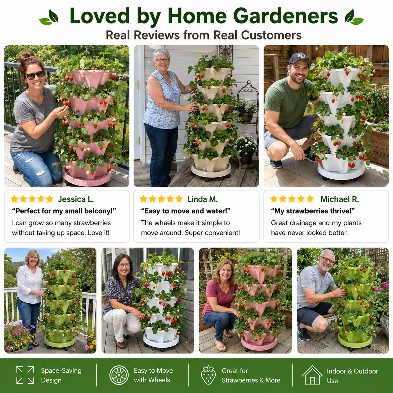 🌺Stackable Vertical Planter Tower with Rolling Base