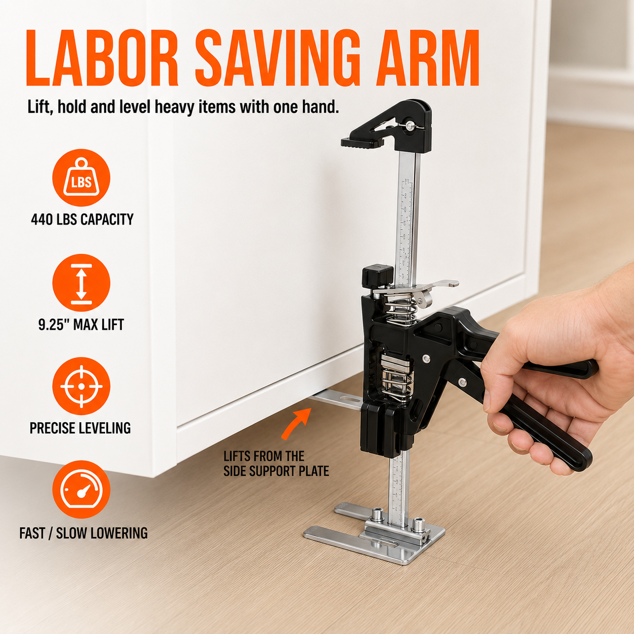 🥇LABOR SAVING ARM - Black 0.15-Ton Metal Floor jack