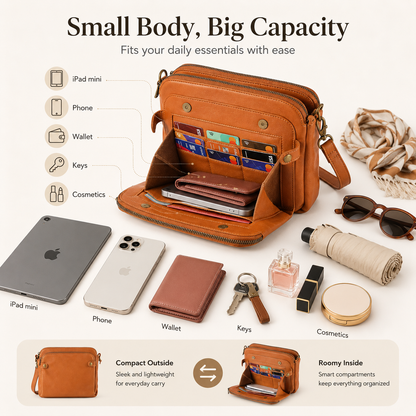 Women’s PU Leather Crossbody Bag with Built-In Wallet