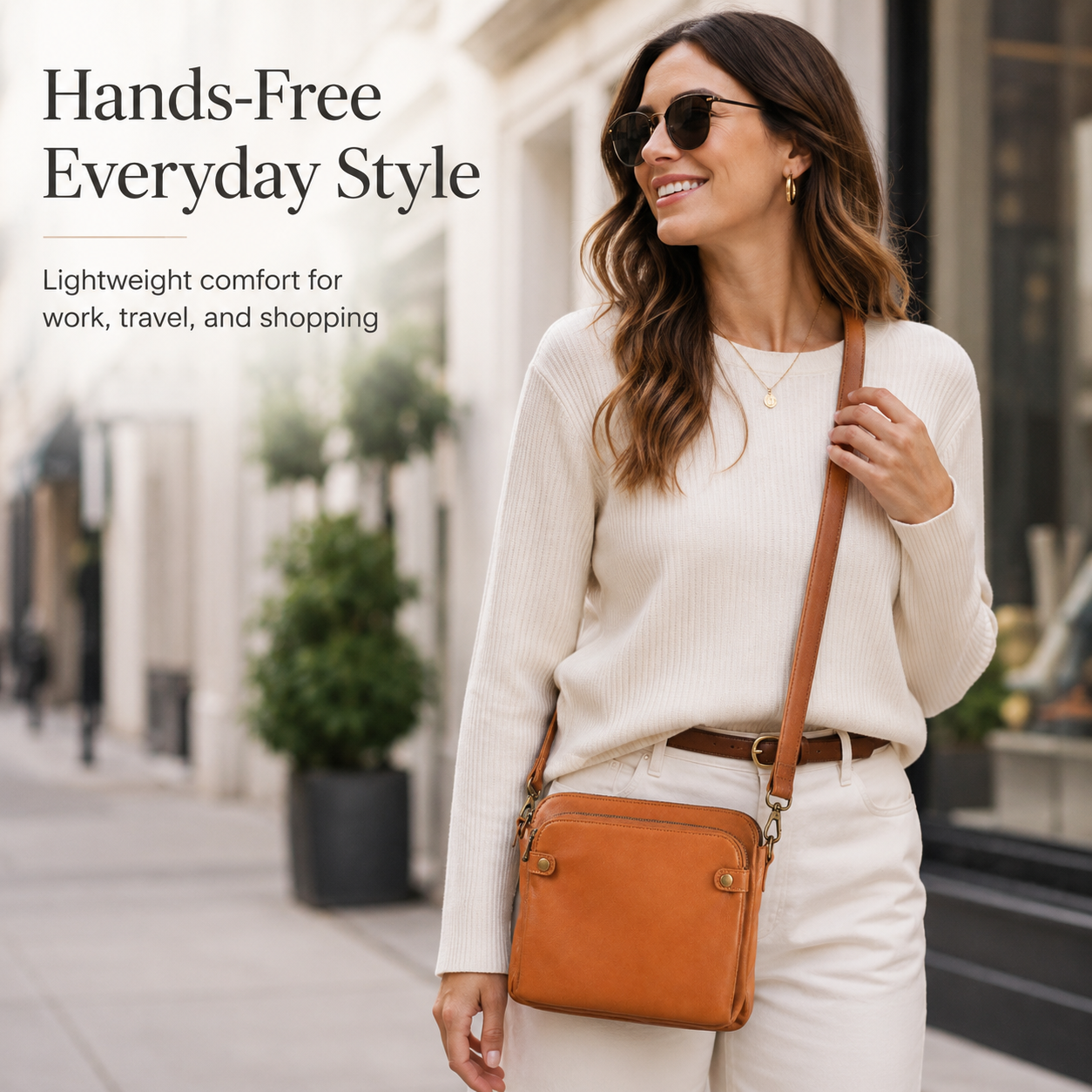 Women’s PU Leather Crossbody Bag with Built-In Wallet