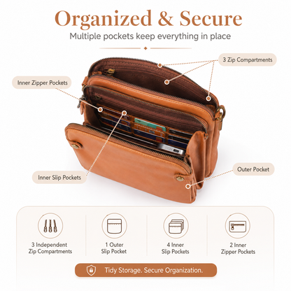 Women’s PU Leather Crossbody Bag with Built-In Wallet