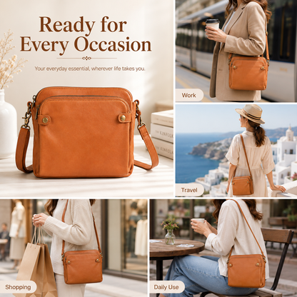 Women’s PU Leather Crossbody Bag with Built-In Wallet