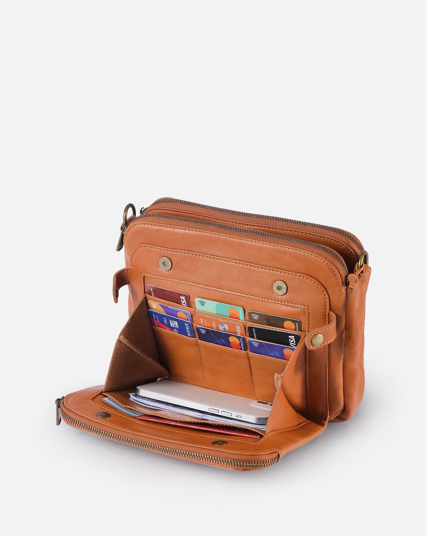 Women’s PU Leather Crossbody Bag with Built-In Wallet