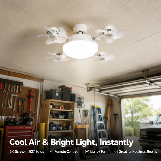 🔥E27 Screw-In Ceiling Fan Light – 19.69" LED Cooling Fan with Remote for Hot Rooms