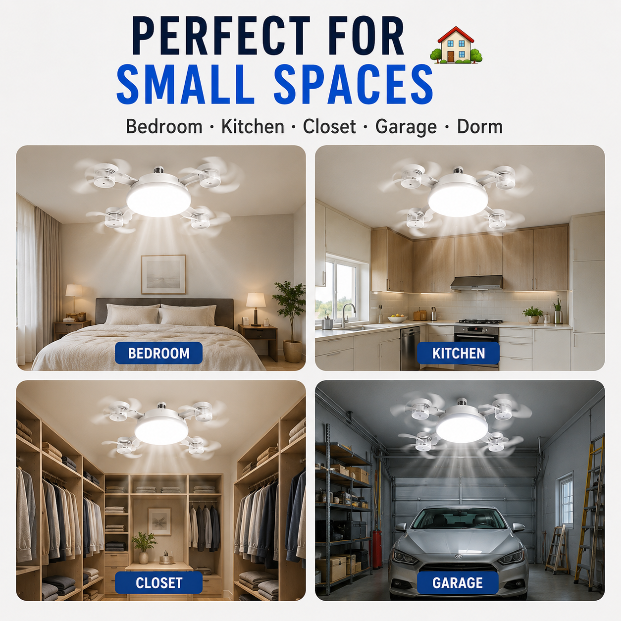 🔥E27 Screw-In Ceiling Fan Light – 19.69" LED Cooling Fan with Remote for Hot Rooms