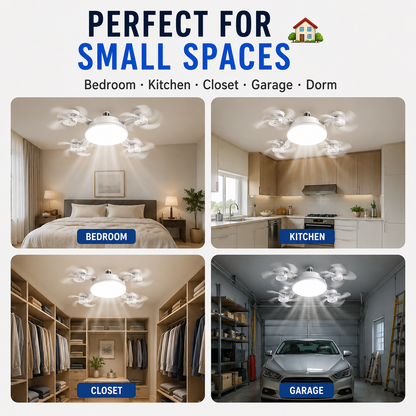 🔥E27 Screw-In Ceiling Fan Light – 19.69" LED Cooling Fan with Remote for Hot Rooms
