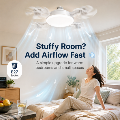 🔥E27 Screw-In Ceiling Fan Light – 19.69" LED Cooling Fan with Remote for Hot Rooms