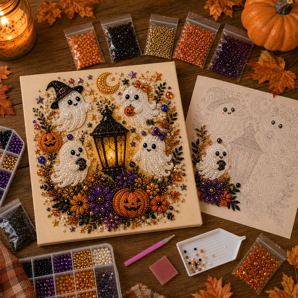 🔥 Last Day 49% OFF👻✨Beginner-friendly Halloween Pearl Art DIY kit – Turn Tiny Pearls into Spooky-Cute Magic (📦Buy 2 Free Shipping)