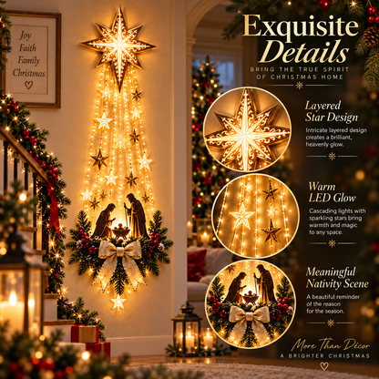 🎄Last Day 60% OFF✨✝️ Bethlehem Star of Faith – Lighted Nativity Wall Decor