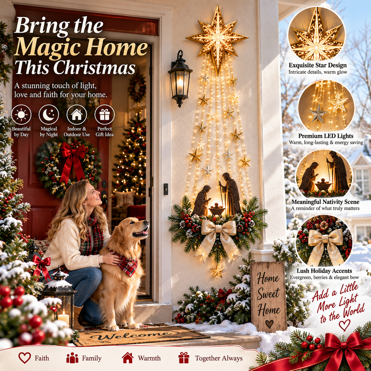 🎄Last Day 60% OFF✨✝️ Bethlehem Star of Faith – Lighted Nativity Wall Decor