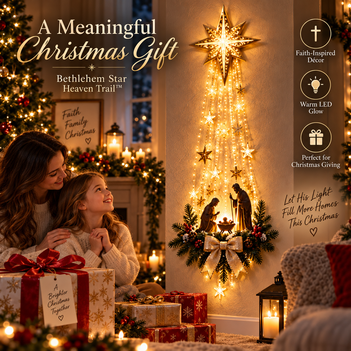 🎄Last Day 60% OFF✨✝️ Bethlehem Star of Faith – Lighted Nativity Wall Decor