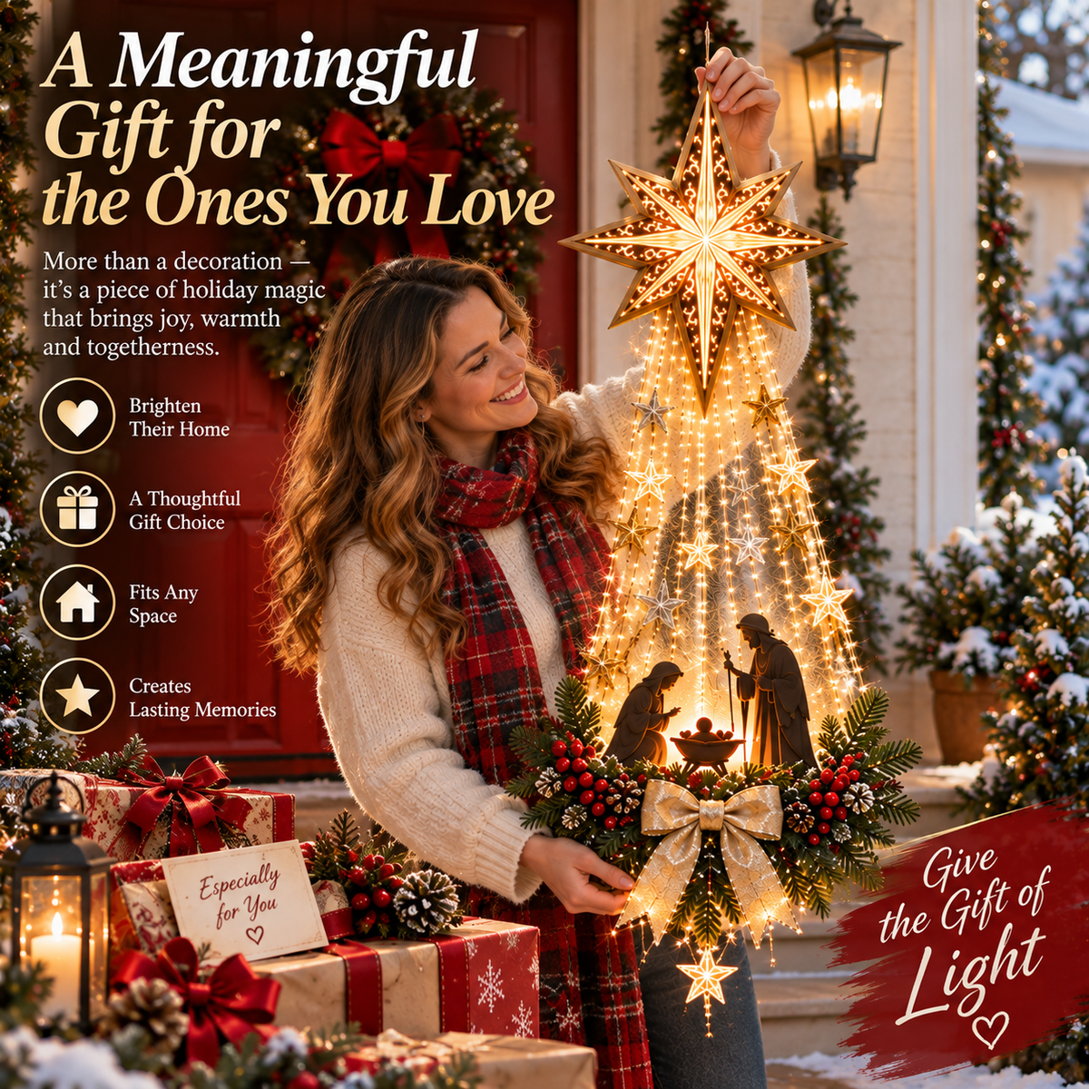 🎄Last Day 60% OFF✨✝️ Bethlehem Star of Faith – Lighted Nativity Wall Decor