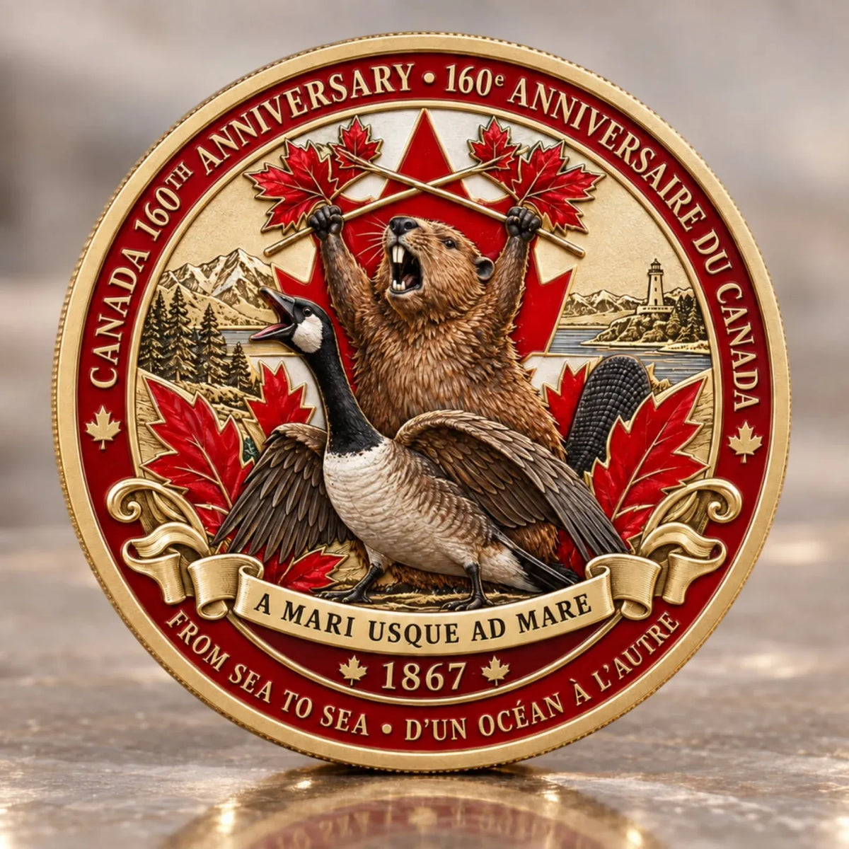 🍁 Canada 160th Anniversary “A Mari Usque Ad Mare” Silver Collectible Commemorative Coin