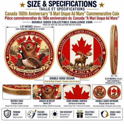 🍁 Canada 160th Anniversary “A Mari Usque Ad Mare” Silver Collectible Commemorative Coin