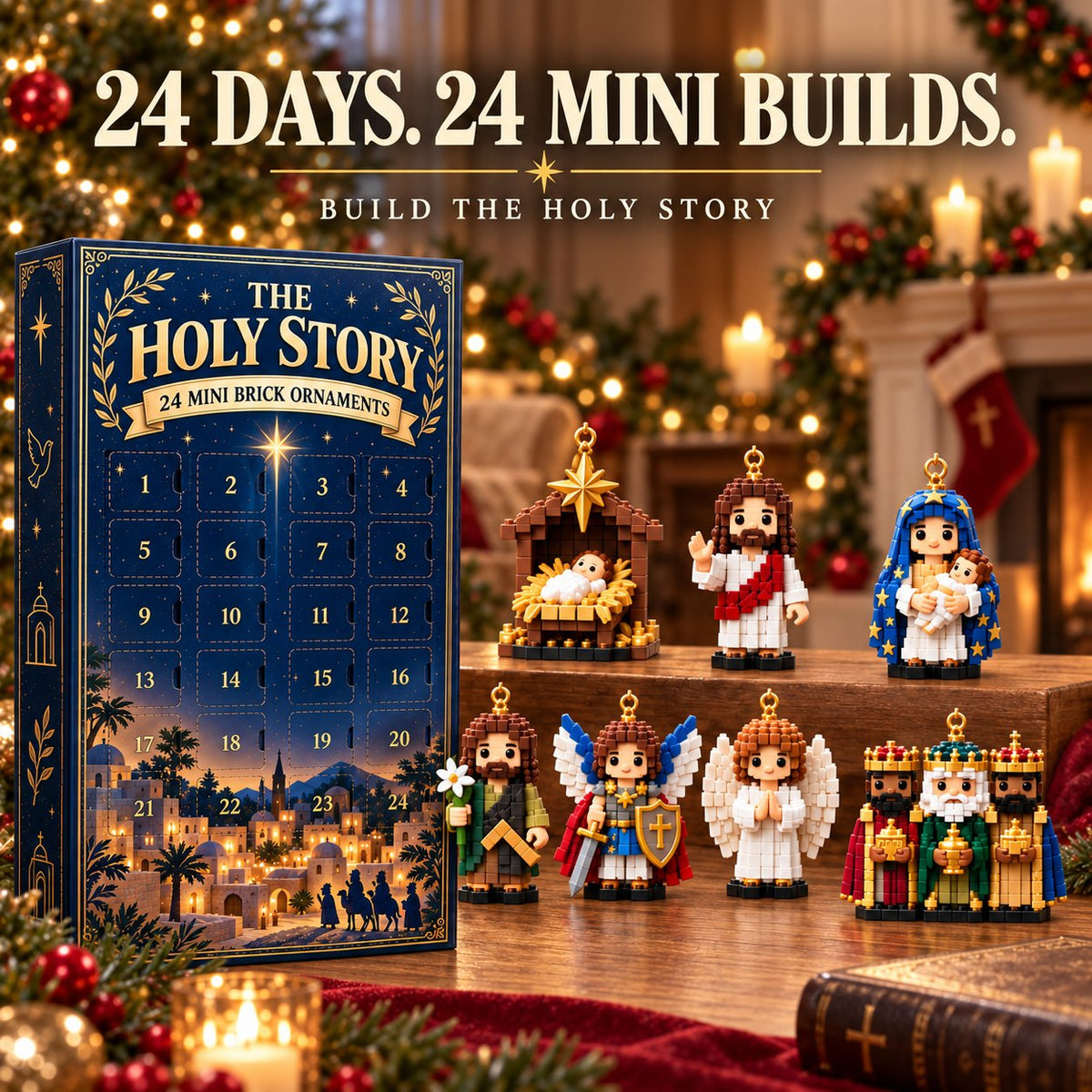 🔥Last Day 49% OFF ✨ The Holy Story 24-Day Mini Brick Ornament Advent Calendar