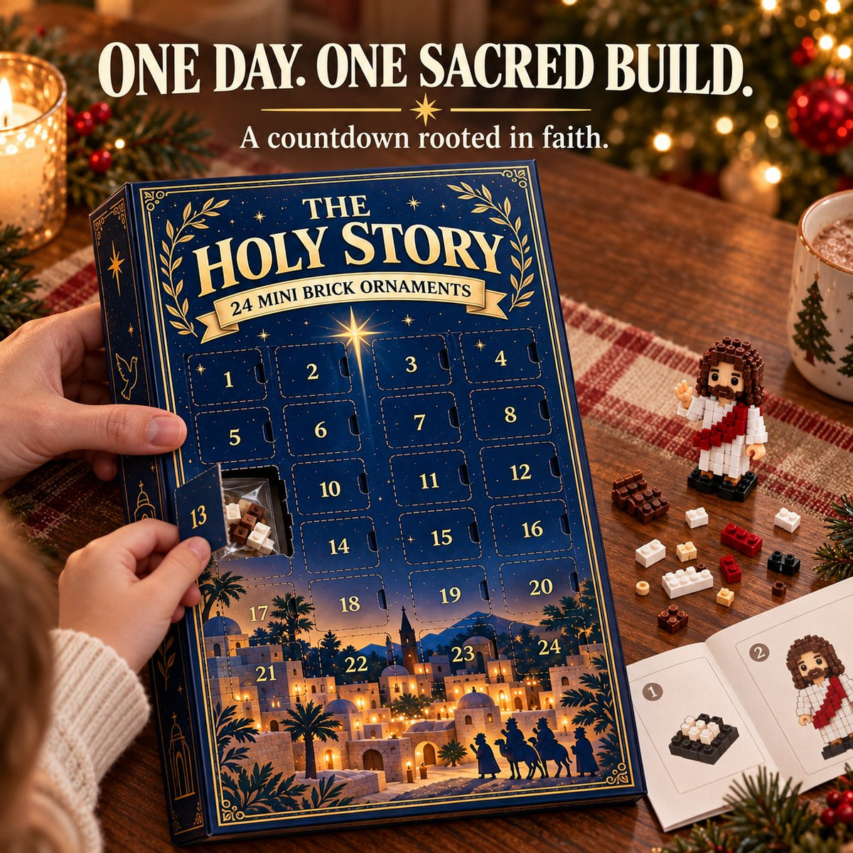 🔥Last Day 49% OFF ✨ The Holy Story 24-Day Mini Brick Ornament Advent Calendar