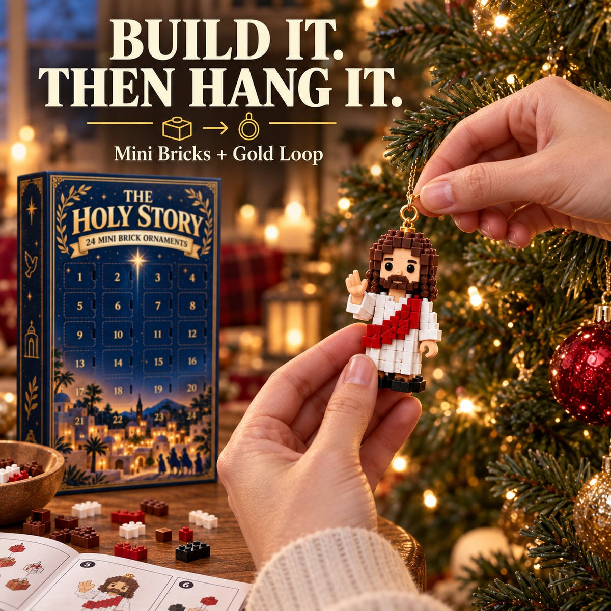 🔥Last Day 49% OFF ✨ The Holy Story 24-Day Mini Brick Ornament Advent Calendar