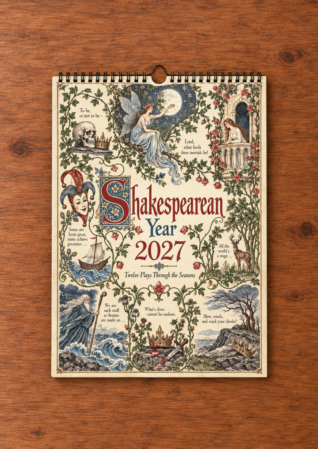 A Shakespearean Year 2027 – 12 Plays Through the Seasons | Vintage Illustrated Wall Calendar