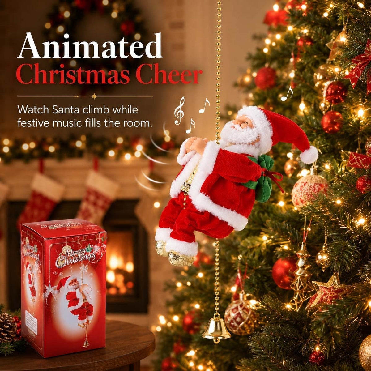 🔥Last Day 50% OFF🥇2026 BEST GIFT TO FAMILY💯Electric Climbing Santa Claus Musical Toys
