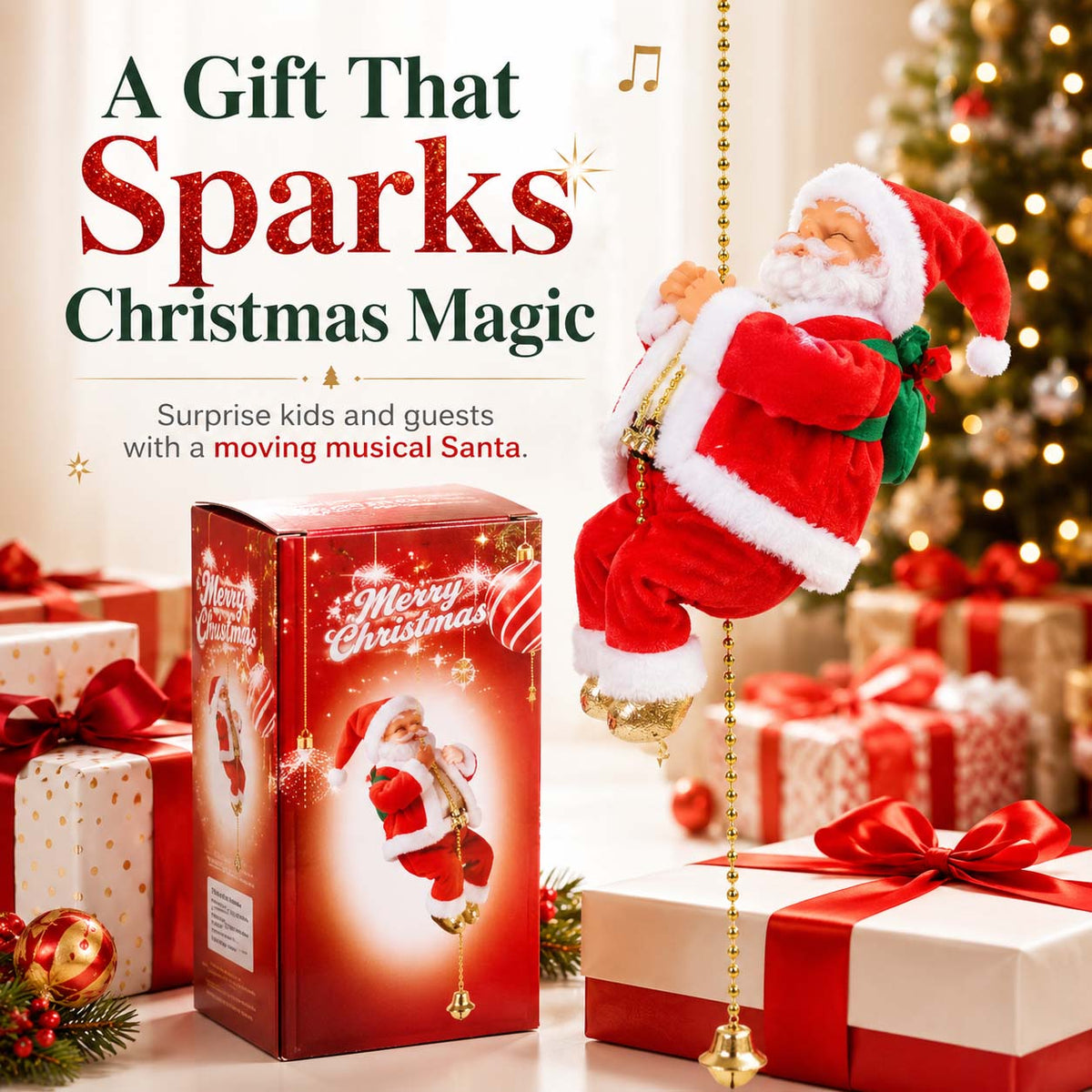 🔥Last Day 50% OFF🥇2026 BEST GIFT TO FAMILY💯Electric Climbing Santa Claus Musical Toys