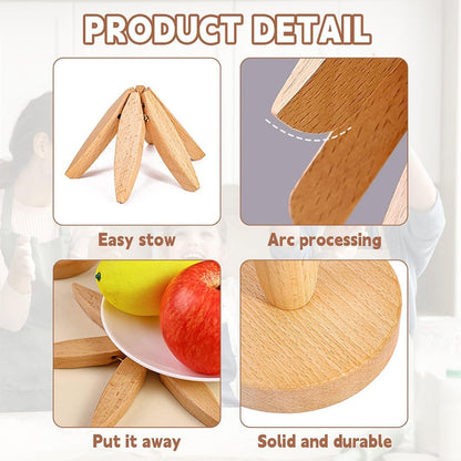 🔥Last Day 50% OFF🎄Christmas Tree Shaped Coaster Set – 4 Wooden Coasters & 1 Display Stand