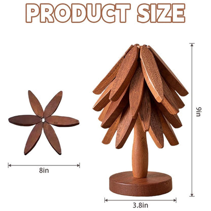 🔥Last Day 50% OFF🎄Christmas Tree Shaped Coaster Set – 4 Wooden Coasters & 1 Display Stand
