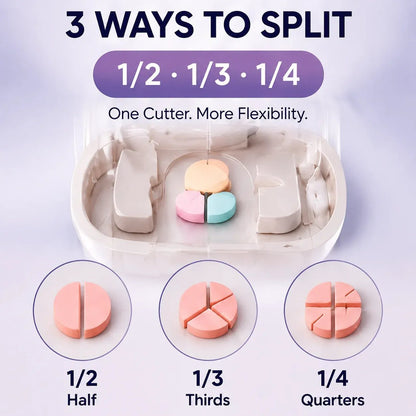 49% OFF -💊Portable Pill Cutter/Splitter & Storage Case (Cuts into 1/2, 1/3, or 1/4 portions)