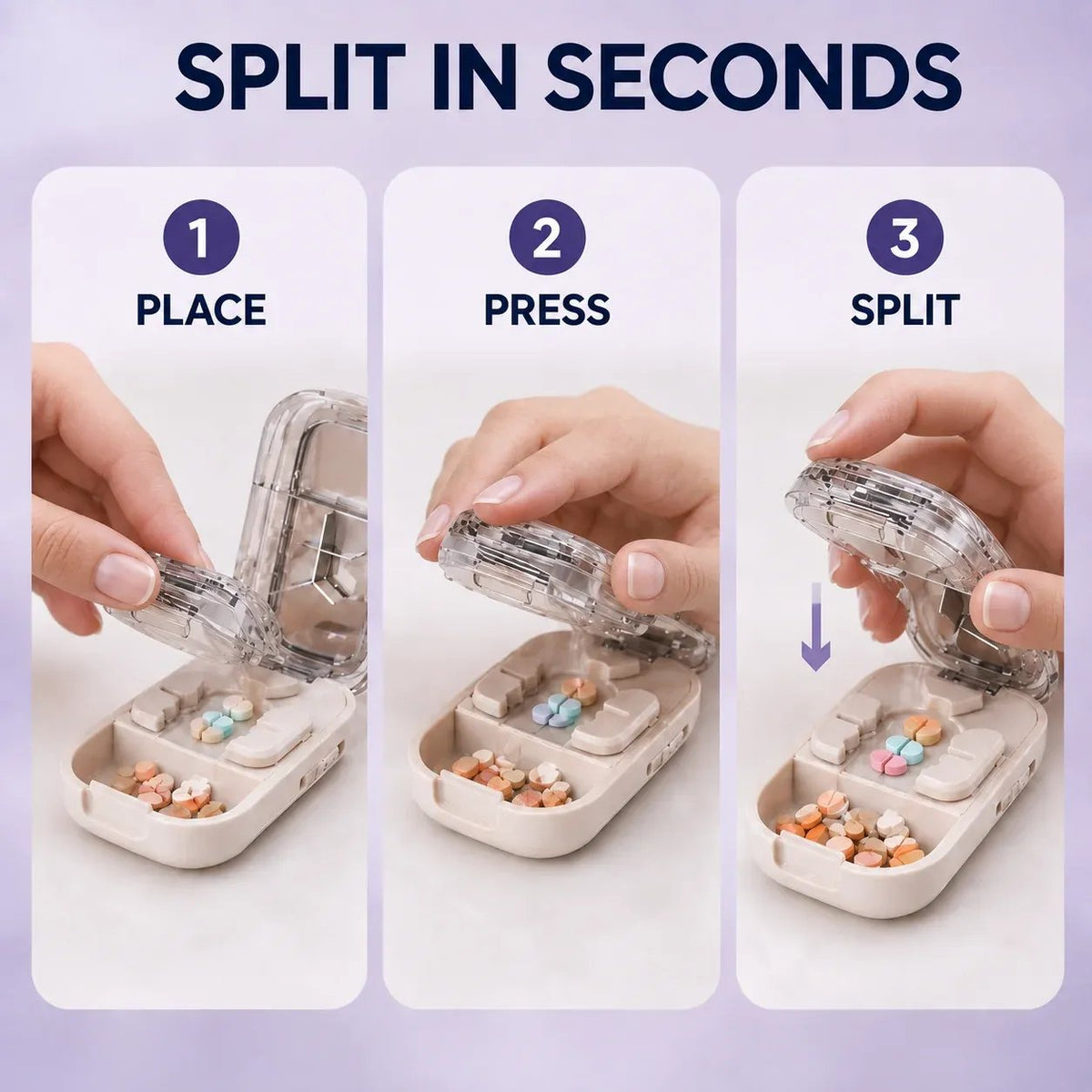 49% OFF -💊Portable Pill Cutter/Splitter & Storage Case (Cuts into 1/2, 1/3, or 1/4 portions)