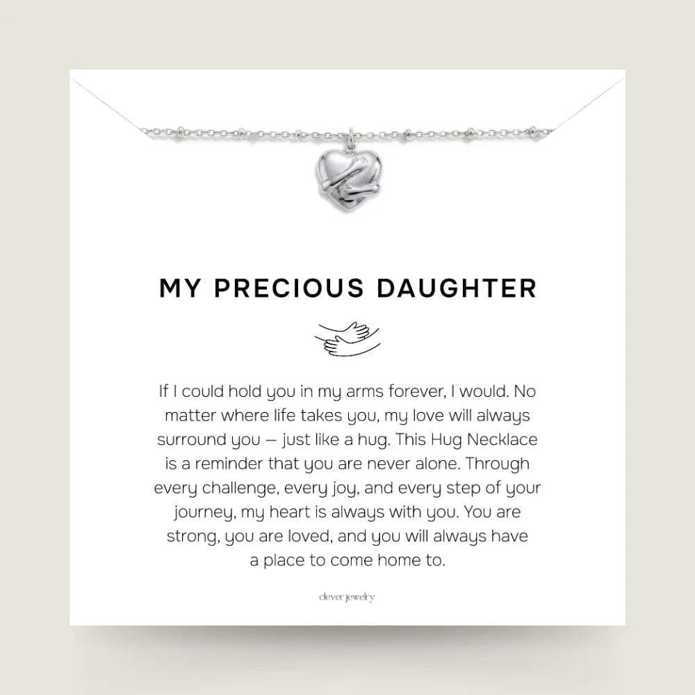 My Precious Daughter - Silver Hug Necklace