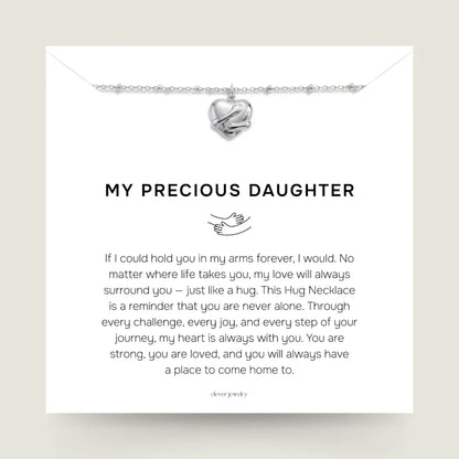 My Precious Daughter - Silver Hug Necklace