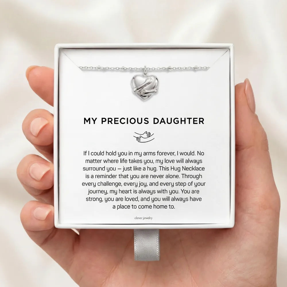 My Precious Daughter - Silver Hug Necklace