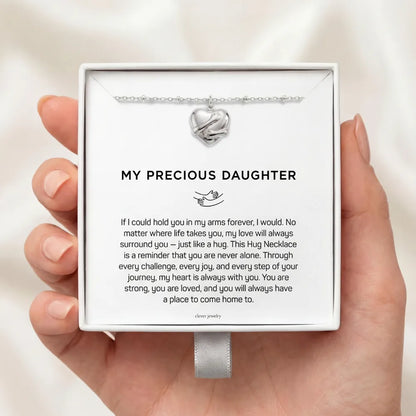My Precious Daughter - Silver Hug Necklace