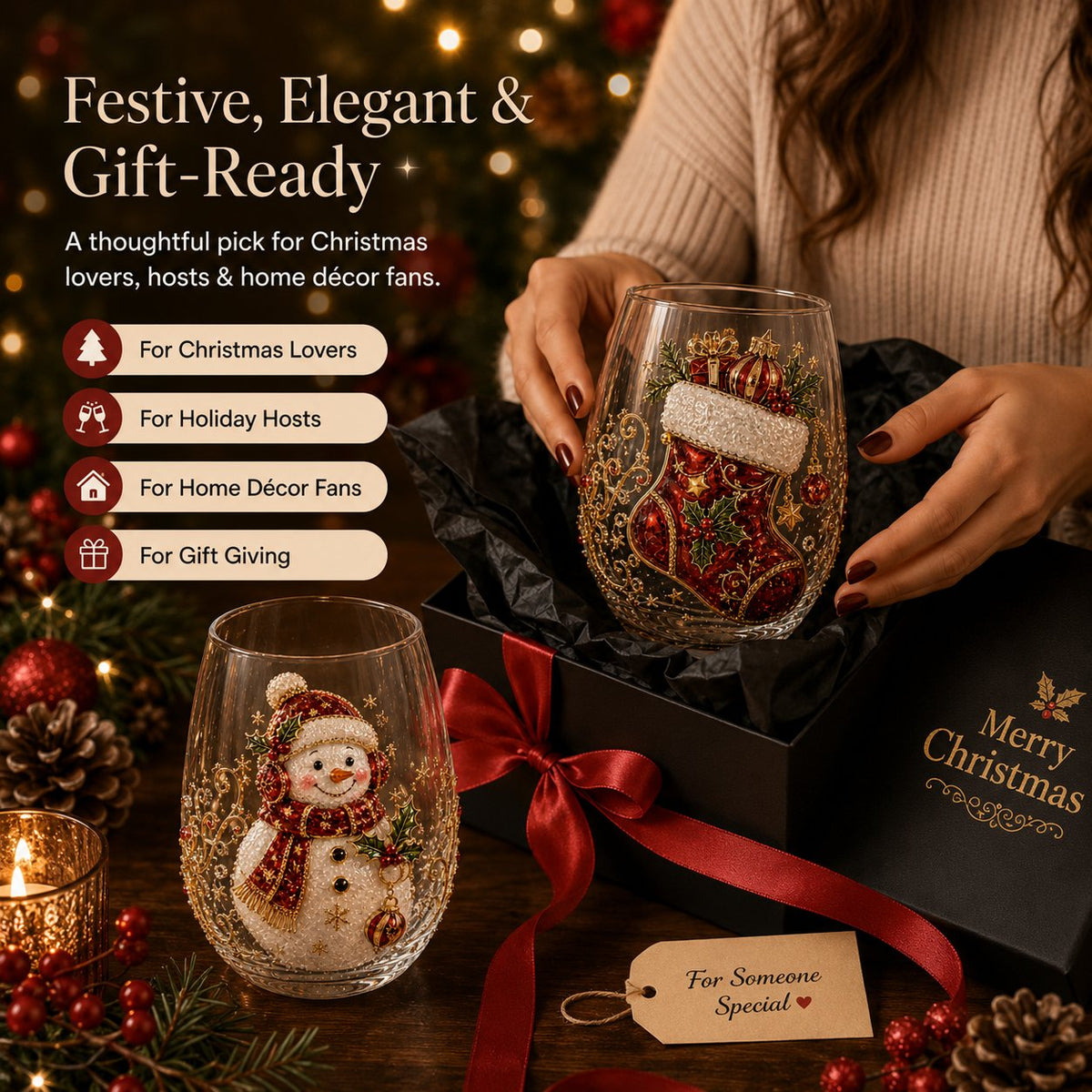 🎄 Christmas Magic Glass Cup – A Festive Holiday Keepsake For Every Sip