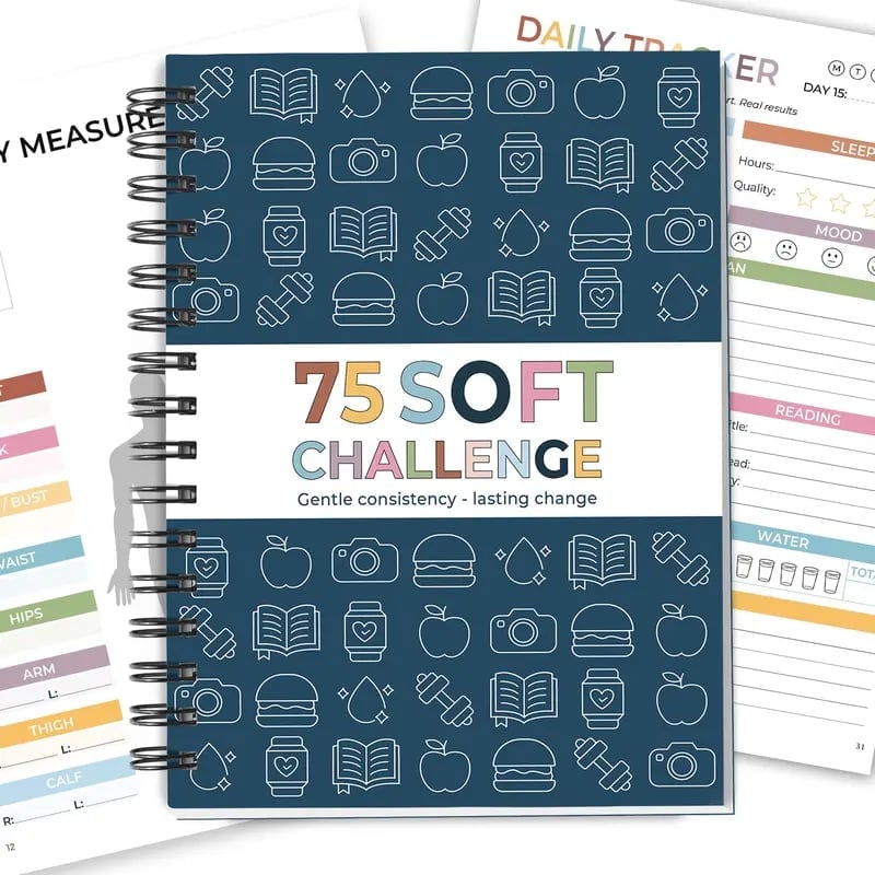 📗75 Soft Challenge Journal For Women | The Gentle Habit Tracker That Helps You Finish What You Start
