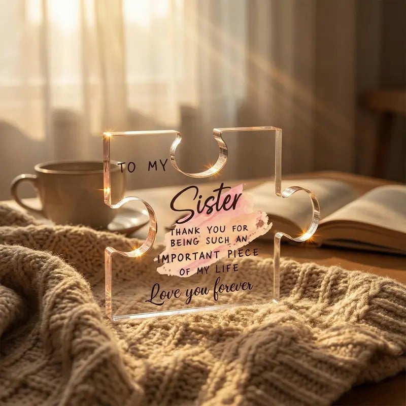 🔥Last Day 50% OFF🧩👩‍❤️‍👩To My Sister Compact Rectangle Acrylic Puzzle Plaque Gift