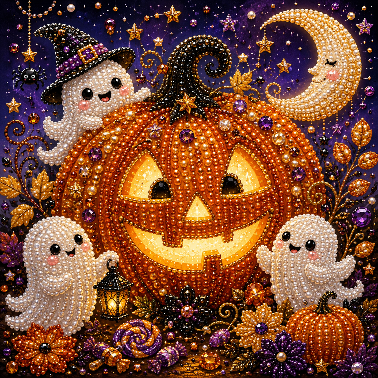 🎃LAST DAY 49% OFF👻Halloween DIY Pearl Diamond Painting Art Kit for Kids🧘Relaxing & Beginner-Friendly