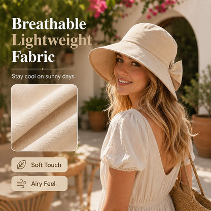 🔥2026 Summer Hot Sale 49% OFF☀️Bowknot Wide Brim Sun Protective Hat