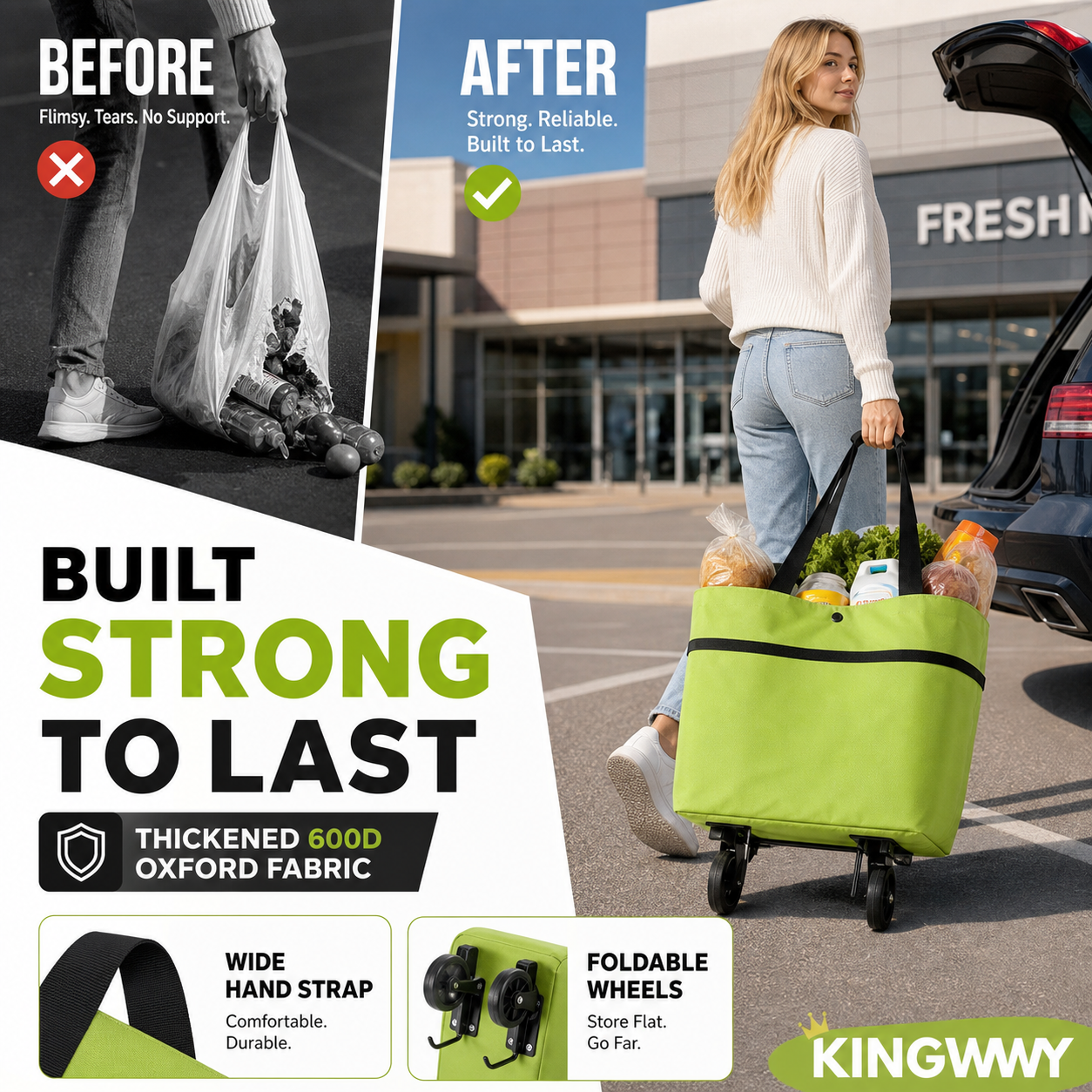 🔥LAST DAY 50% OFF🛒2-in-1 Foldable Shopping Cart