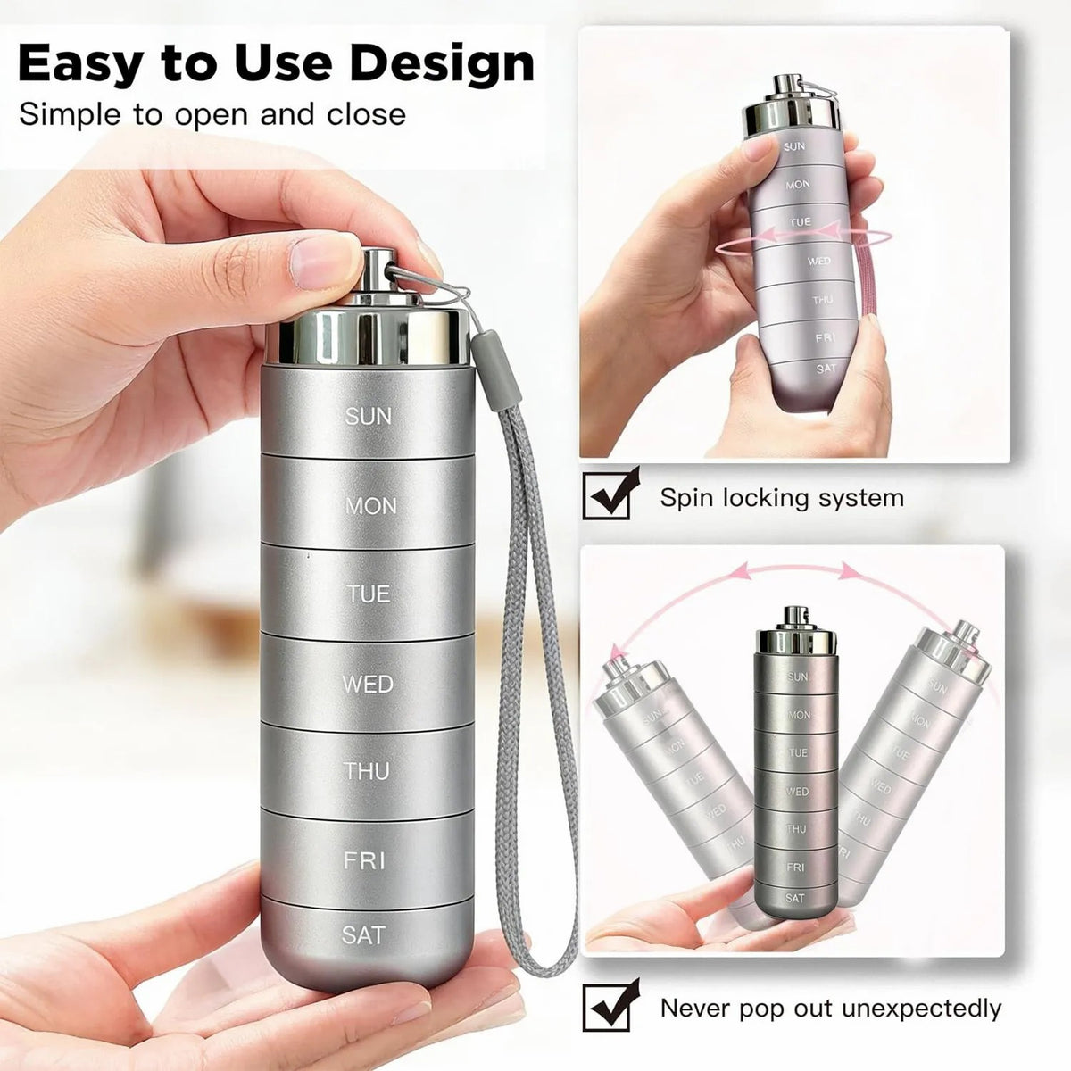 🔥Last Day 50% OFF💊Metal Travel 7-DAY Pill Organizer