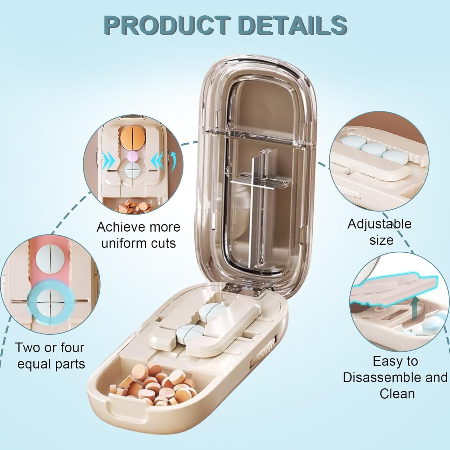 Portable Pill Cutter with Adjustable Slots