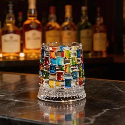 🔥Hot Sale 49% OFF - 🌈🥃Hand-Painted Embossed Rotating Whiskey Glass(✨Including a rotating base)
