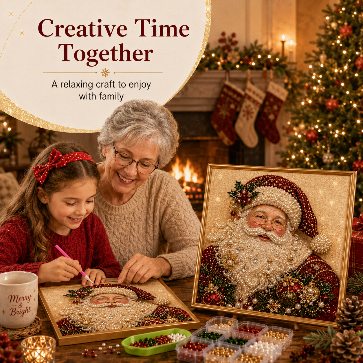 🎄 LAST DAY 49% OFF🧘Relaxing & Beginner-Friendly🎨💎DIY Christmas Pearl Diamond Painting Art Kit With Frame